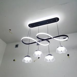 Modern Led Pendant Light Hanging Ceiling Lamp Ceiling Light Rings Circle Chandelier Gold Loft Decor Round Black