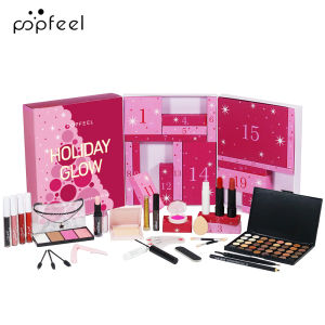 Popfeel | POPFEEL 24 Day Holiday Glow Advent Calendar Complete Makeup Set with Skincare Brushes & Cosmetics 24 Surprise Beauty Gift Box