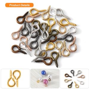 200pcs 4x8/5x10mm Small Screw Eye Pins Eyepins Hooks Eyelets for DIY Art Crafts Jewelry Making Findings Charm Bead Supplies