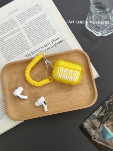 Beer Happy Silicone Protective Case for  Bluetooth Earphones pro Text Letter Design Yellow 2nd Generation Soft Shell Cover