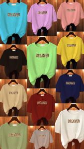 BAJU KAOS WANITA OVERSIZE BASIC LENGAN PENDEK PRINTING DTF DREAMER KATUN COMBED