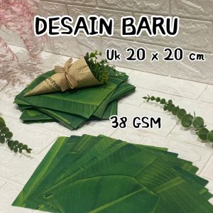 Kertas nasi KFC laminasi motif DAUN PISANG uk 20 x 20 cm ~ DESAIN BARU