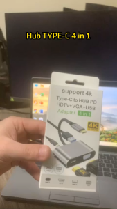 Hub Type-C sang HDMI VGA USB PD độ phân giải 4K cho laptop macbook
