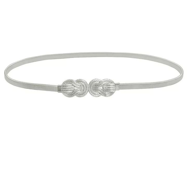 Shopaz Women Fashion Belt Thin Elastic Stretch Belt Women Gold