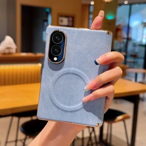 Luxury Z Fold 8 Wide Tie Dye Denim Magnetic Phone Case for Samsung Galaxy Z Fold7 Fold8 Ultra for Magsafe Hinge Protection Cover