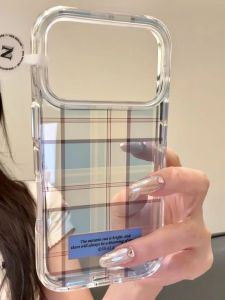 Korean Style Simple Transparent Grid Block Chain Mobile Phone Case for Apple 17Promax Compatible with Apple 16 And 15P Models