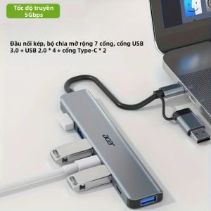 Acer | Bộ Chuyển Đổi Tốc Độ Cao Acer 7 Cổng USB 3.0 Hub Type-C/USB Splitter Dành Cho Máy Tính Xách Tay/máy Tính Bảng Có Tính Năng Tương Thích HDMI