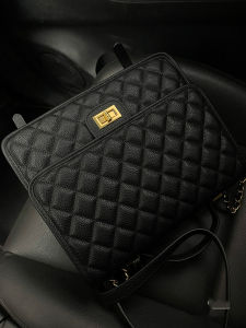 Fashionable Square Chain Handbag Womens Shoulder Bag Diamond Pattern Design Popular Element Contrast Color Soft Surface PU Material