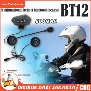 [Stok Lokal] BT-12 Bluetooth 5.0 Helm Sepeda Motor Headset Sepeda Motor Earphone Nirkabel dengan Mikrofon untuk iPhone iPad Android COD