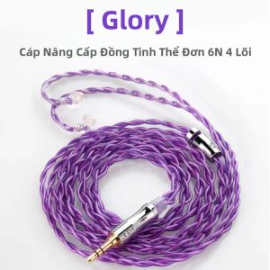 KBEAR | KBEAR Glory 4 Lõi Đơn Tinh Thể Đồng Nâng Cấp Cáp 20AWG Litz Structure 1.2M Cáp Âm Thanh Mạ Vàng Màu Tím/xanh