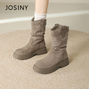 Josiny | Thick Sole Stylish Retro Elevating Mid Calf Boots