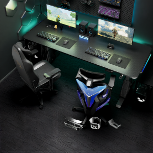 Adjustable Real Wood Double Workstation Gaming Desk 2m