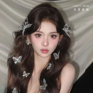 New Arrival Korean Style Super Fairy Crystal Butterfly Barrettes Mori Style Bride Headdress Clip Classy Wedding Dress Hair Accessories