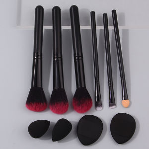 10PCS high-quality makeup brush set includes multi-purpose facial makeup set brushes + soft mini beauty egg/thumb powder puff