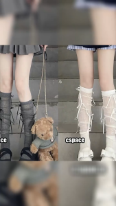 [T40] - Tất Ren Tất Lưới Mỏng Thiết Kế Họa Tiết Dây Nơ Cá Tính