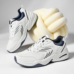 White Mens Running Shoes Large Size 45 46 47 Soft Bottom Dad Sneakers Autumn Winter Sports Shoes Breathable Leather Upgraded Version