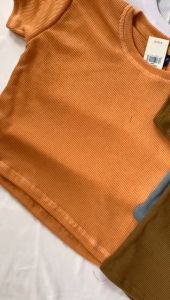 Crop top knit lengan pendek wanita - Daily crop tee korean style - Kaos crop polos