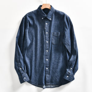 Full Score Recommend! Breathable Cotton and Linen Fabric! Export Men Spring Leisure Easiest for Match Long Sleeves Lapel Denim Shirt