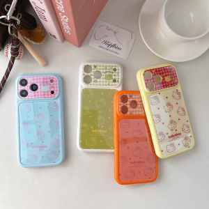 Sanrio | Hello Kitty Plaid Polka Dot Phone Case For iPhone 14 15 16 17 Pro Max Cute Shockproof Soft Back Cover With Lens Protector