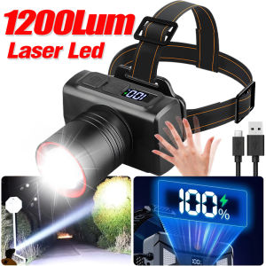 1200Lum Tactical LED Headlamp - USB Rechargeable Head Flasglight Zoomable Sensor Light for Night Fishing Hunting Emergency