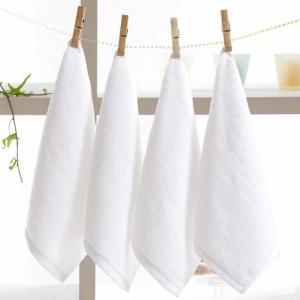 【Free Shipping】White Square Cotton Face Towel Travel Portable Towels Kitchen Soft Cleaning Cloths Absorbent Water Dish Towel Washing Rags