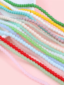 4MM Solid Color Imitation Jade Glass Small Beads Loose Beads for Handmade Bracelets Necklaces DIY Materials Fashion Accessories
