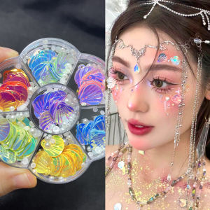 Creative Pearl Fish Scale Adhesive Decoration Rhinestone Eye Tail Sticker Photography Studio Makeup Tool for Any Skin Type