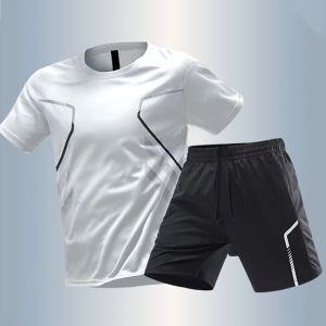 ชุดกีฬาผู้ชาย ชุดปั่นจักรยาน เสื้อยืดแขนสั้นแห้งเร็ว กางเกงขาสั้น ชุดออกกำลังกาย วิ่ง ฟิตเนส เสื้อยืด กางเกงขาสั้น ชุดวอร์มผู้ชาย ไซส์ใหญ่
