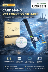 Card Mạng LAN PCI Express Gigabit Ugreen 30771 10/100/1000Mbps Kèm Low Profile 8cm - chính hãng - full vat