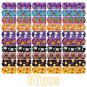 20/50Pcs Halloween Kids Cartoon Bandages Pumpkin Ghost Skull Flexible Wound Plaster 10 Styles Adhesive Waterproof Breathable Fin