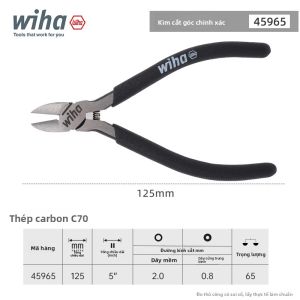 Wiha | Kìm cắt chéo lưỡi mỏng mini nhập khẩu Đức 5 inch