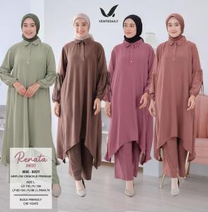 Long Tunik Setelan Celana Kulot Renata Oneset Bahan Crinkle Airflow Premium Pakaian Muslimah