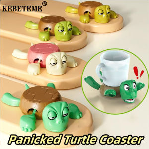 KEBETEME 2pcs Funny Turtle Coaster 3D Printed Cup Mat Plastic Cute Cartoon Turtle Stress Relief Coaster Office Decompression Tools Creative Birthday Gifts
