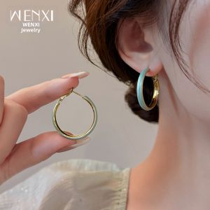 WENXI | Elegant Blue Large Hoop Earrings