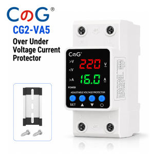 CG | CG Dual Digital Display Adjustable Over Under Voltage Current Protector 40A 60A 110V 220V CG2-VA5 DIN Rail Mounting Protection