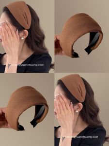 Comfortable Wide Version Retro Style Womens Hairband Stylish High Hairline Pure Color Versatile Headband Travel Beauty Supplies