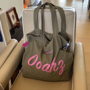 No Sugar No Ice Lazy Drawstring Canvas Bag OoaHZ Tote Bag Large Capacity Single Shoulder Bag Korean Style Soft Nylon Fabric