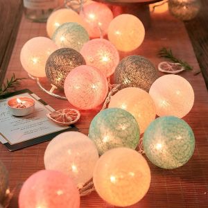 20LEDs Cotton Ball Garland String Lights Christmas Fairy Lighting Strings for Outdoor Holiday Wedding Xmas Party Home Decoration