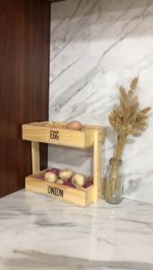 Rak Bawang Kayu Serbaguna Susun / Rak Bawang Kayu Free Sticker