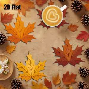 6pcs 2D 4in Maple Leaf Wooden Coffee Cup Coaster Irregular Shape Anti-Scald Anti-Slip Decorative Kitchen Dining Room Accessories