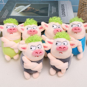 Fashion Angry Pig Plush Doll Cute Green Pig Key Holders Bag Pendant Accessory Gifts