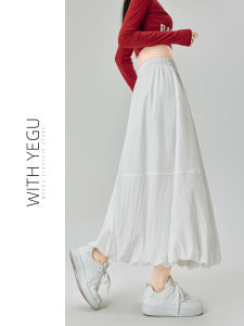 กระโปรงทรงเอเอวสูงสีขาว ทรงพอง กระโปรงทรงลูกโป่ง ทรงลำลอง กระโปรงทรงลูกโป่งสไตล์ฝรั่งเศส กระโปรงสั้นสีขาว กระโปรงทรงเอ