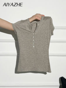 AUDISTY | Áo Thun Knit Cổ Henley Tay Ngắn Slim
