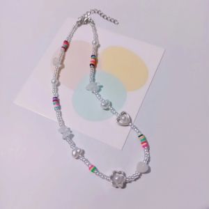 [FREESHIPMAX] Dây chuyền hạt cườm mix đá sỏi trắng ngọc trai nhân tạo Vòng cổ thời trang Hàn Quốc handmade - Minehandmade