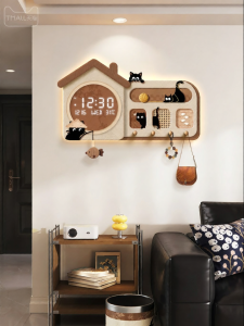 HAOJIUBUJIAN | Vintage Cat Wall Clock With Perpetual Calendar