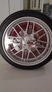 Tire Wall Mounted Quartz Clock As Is Used Not working for display only