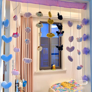 Cute Cartoon Star Butterfly Knot Bed Curtain Girls Bedroom Door Curtain Partition Decorative Fabric Door Curtain