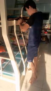 Giường tầng sắt hộp vuông gia đình trẻ em màu kem sơn dày tĩnh điện cao cấp đủ kích thước freeship HCM