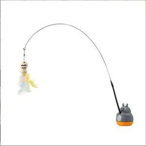 New Steel Wire Long Pole Feather Cat Toy Rotating Fishing Cute Kitten Pet Toy for Self-Pleasure Relief