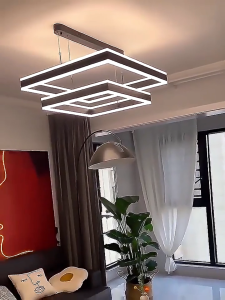LED Hanging Light Black Tri-Color Pendant Light Aluminum Chandelier for Living Dining Room Bedroom